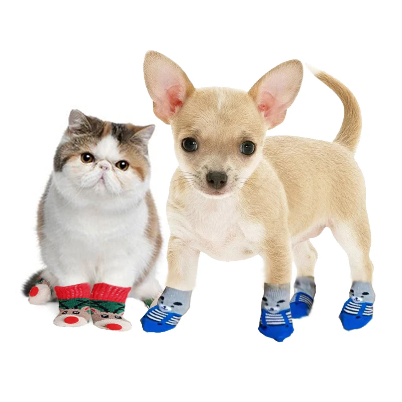 Anti Slip Pet Knits Sock Warm Dog Cat Puppy Shoe Cute Cartoon Skid Socks