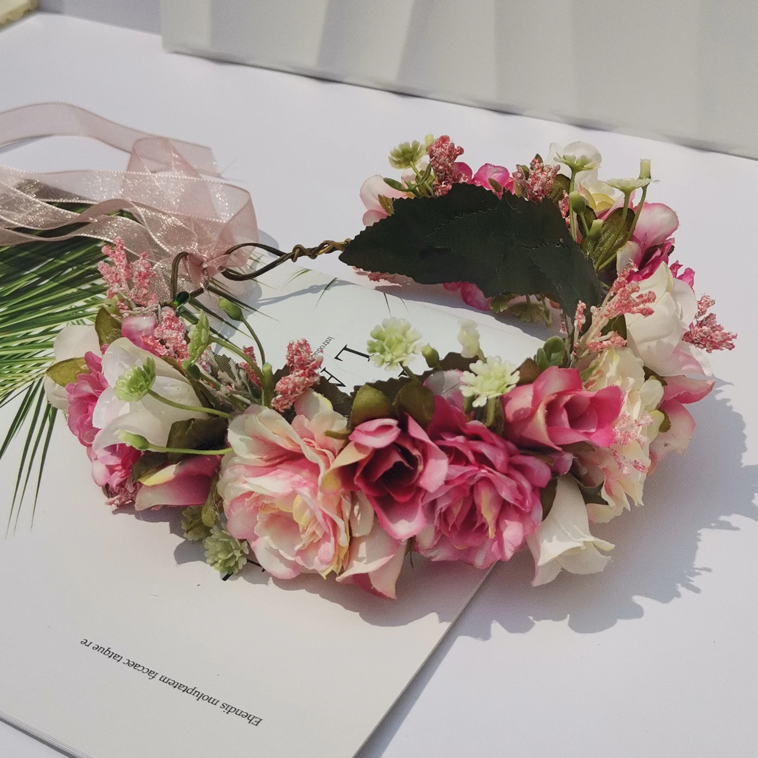 Rose Flower Hair Accessory Floral Headpiece for Weddings Bridesmaids Fangsen Hibiscus Rose Flower Hair Comb - Bridal Headpiece  main image 2