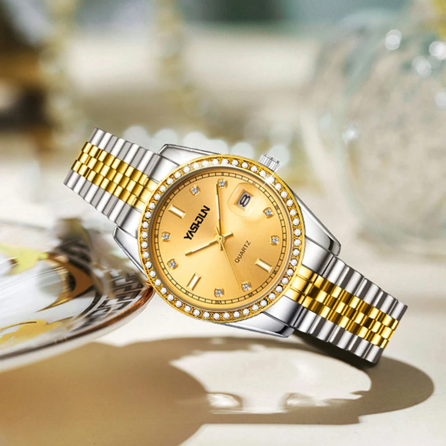 Fashion temperament women's watch automatic mechanical quartz watch waterproof luminous steel strip women's watch 3