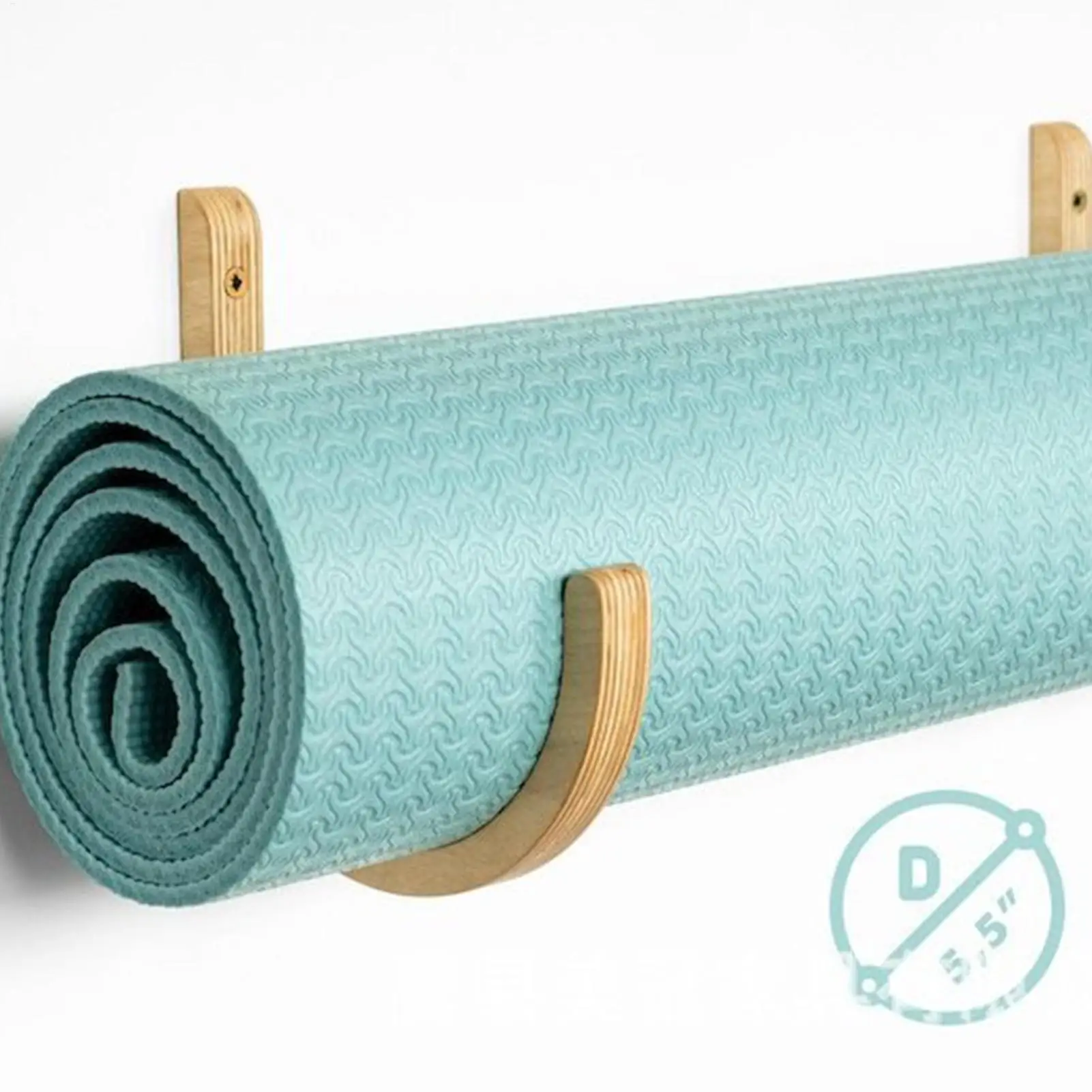 Wooden Wall-Mounted Yoga Mat Organizer - Space-Saving Exercise Mat Rack for Home Workouts (Set of 2)