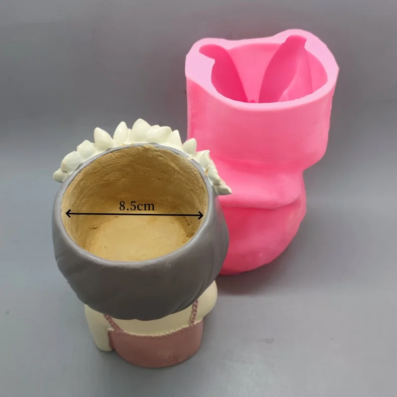 Cute Girl Flowerpot Silicone Mold – Large DIY Resin & Concrete Planter 6