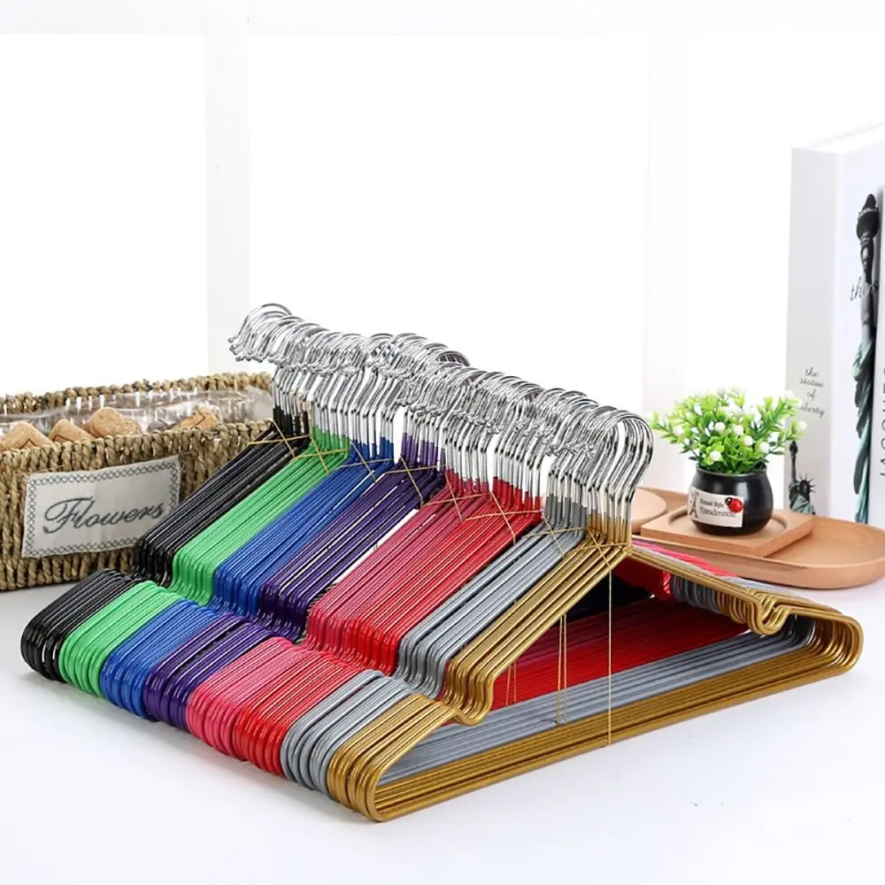 Clothes hanger 10PCS Non-Slip Rubber Coated Metal Shirt Blouse Hanger Heavy Duty Coat Suit Rack with Round Notches Dress Holder