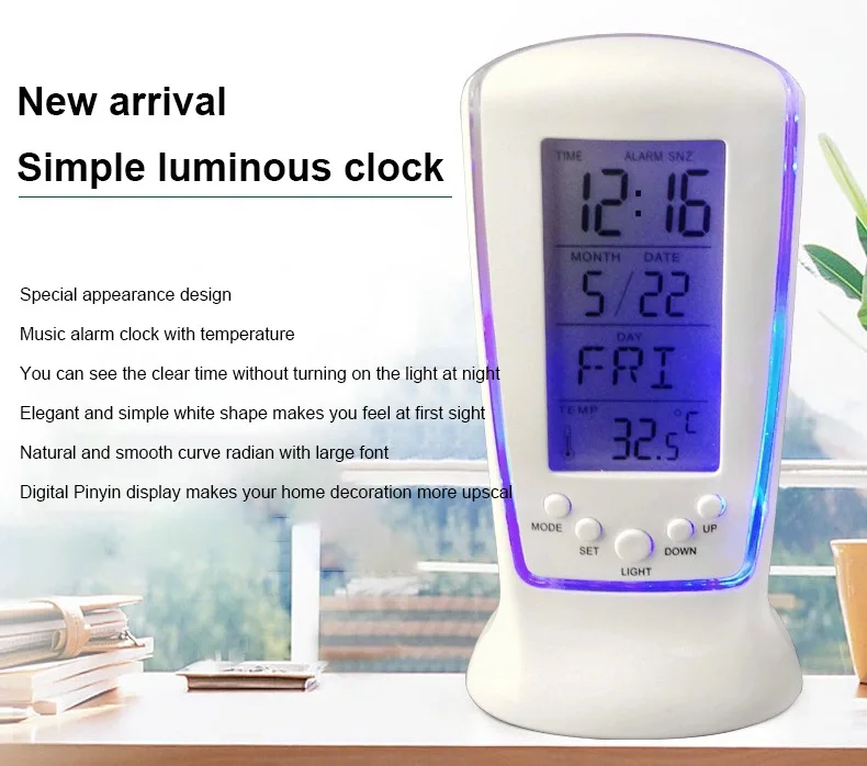 510 Mini Small Alarm Clock Led Luminous Music Alarm Mute Lazy