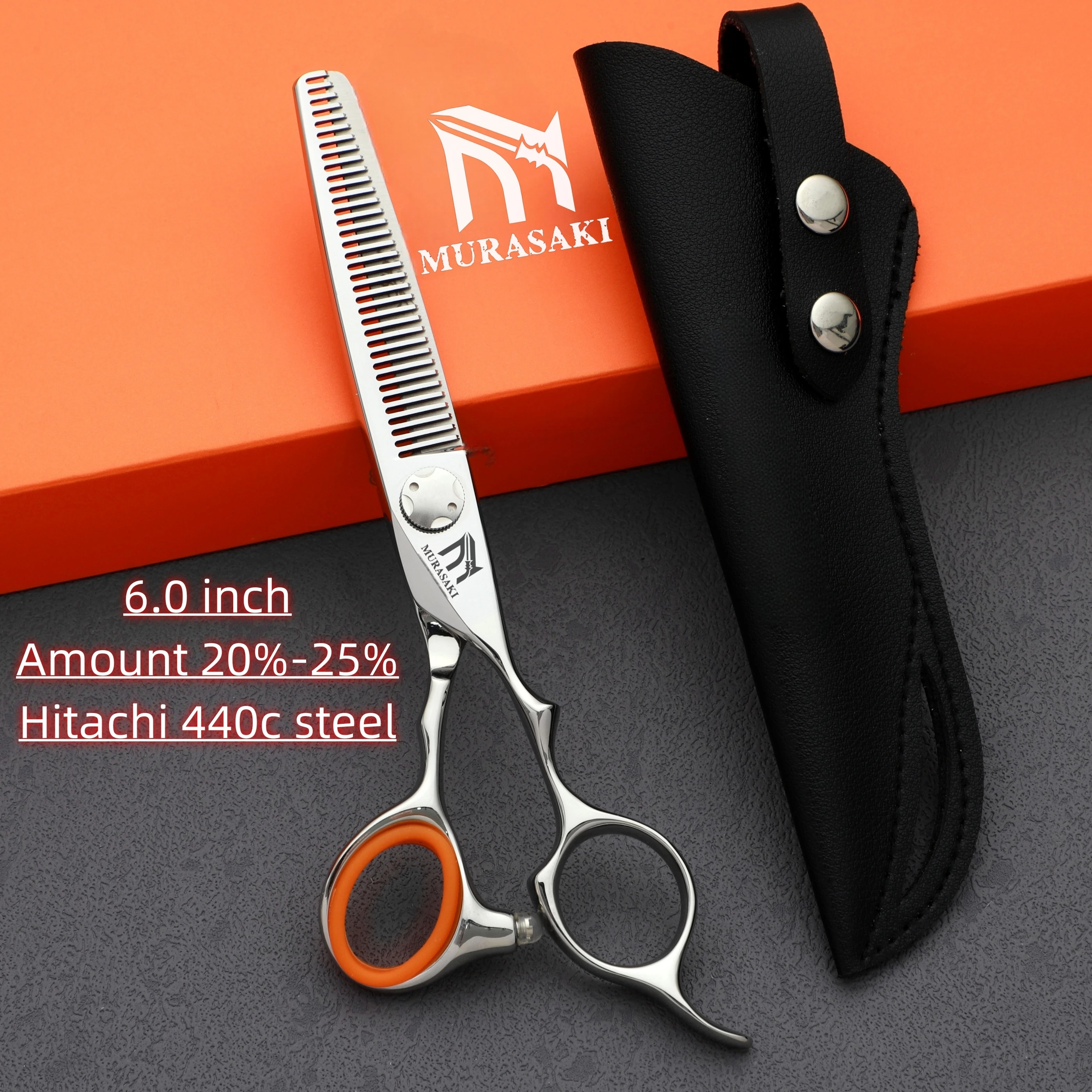 MURASAKI 6 Zoll professionelle Friseurschere, japanisches Friseurzubehör aus 440C-Stahl, extrem feine Effilierschere – Detail 31