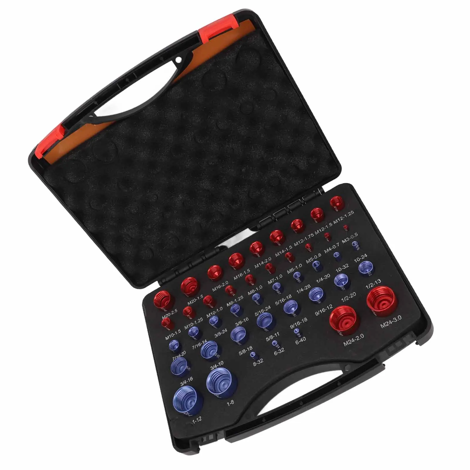 Nut and Bolt Thread Checker Red Blue Nut and Bolt Size Gauge Inch Identifier Gauge Set 44pcs