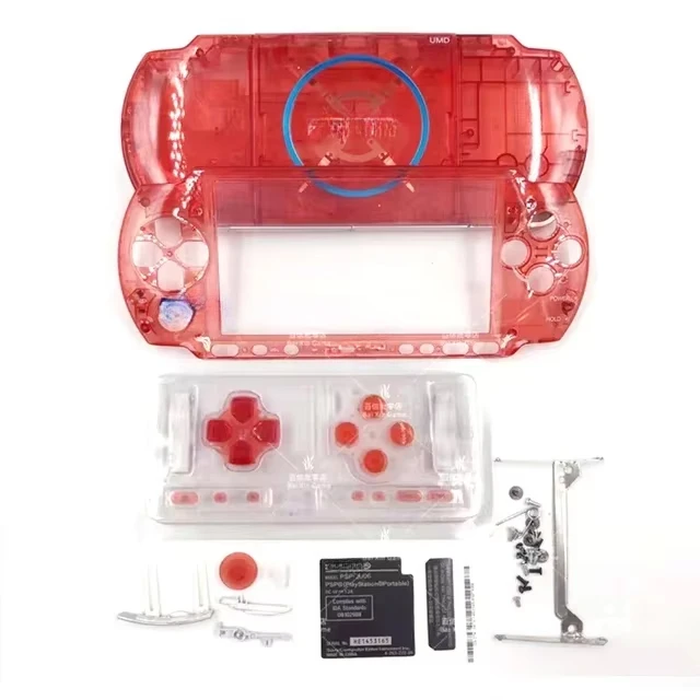 交換用シェル,青,白,透明,tpsp3000 psp 3000コンソール用,ボタン付き