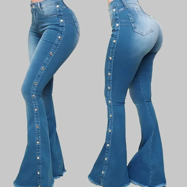 Jeans High Waist Strecth Denim Flare Pants Women Vintage Trousers Buttons Denims Streetwear 2024 Autumn Female Floor Length 6
