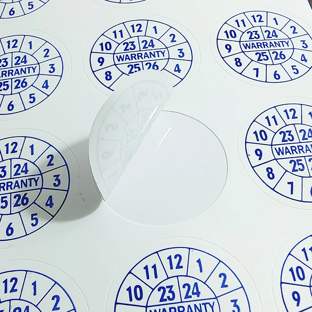 100pcs 20mm Expire Date Sticker Brittle Paper Warranty Void Label Repair Guanantee Valid Year Month Tamper Evident Security Seal