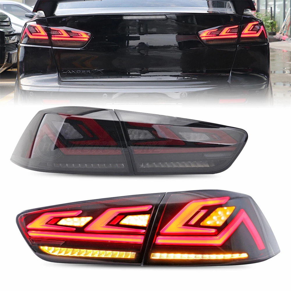 

LED Taillights For Mitsubishi Lancer EVO X 2007 - 2018 Tail Light Lamp Assembly Start UP Animation DRL Sequential Signal E-mark