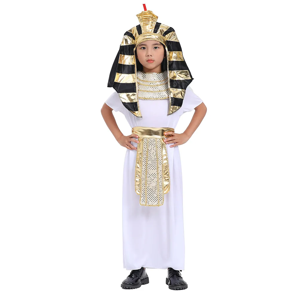 

Halloween Ancient Egyptian Pharaoh Costume for Kids Boys Role-play Egypt King Outfit Carnival Historical Themed Party Cosplay