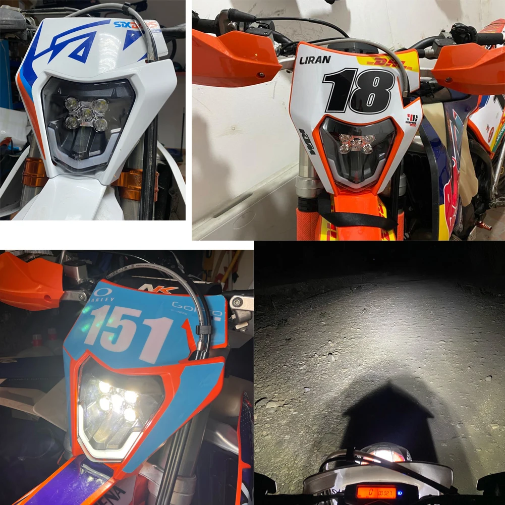 ユニバーサルledヘッドランプ,ktm exc xcf xcw sx f tpi用12v
