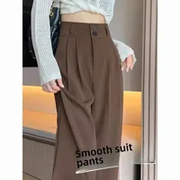 High Waist Straight Leg Suit Pants Casual Drapey Hip Concealing Wide Leg Trousers for plus Size Women Spring Summer New Style