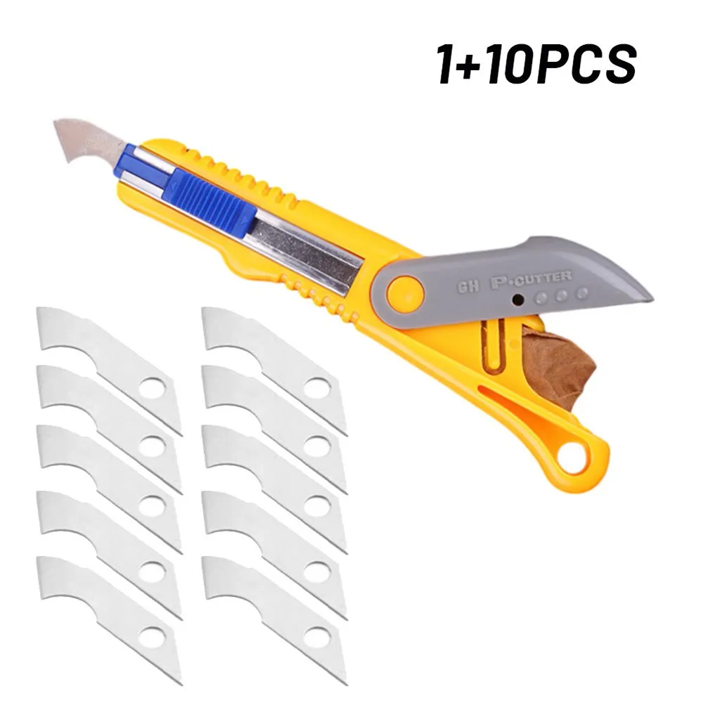 1pc Cutter With 10 Blades For Acrylic Plastic Sheet Cardboard Plexiglass  Professional Utility Hook Knife Precision Cutting Tools