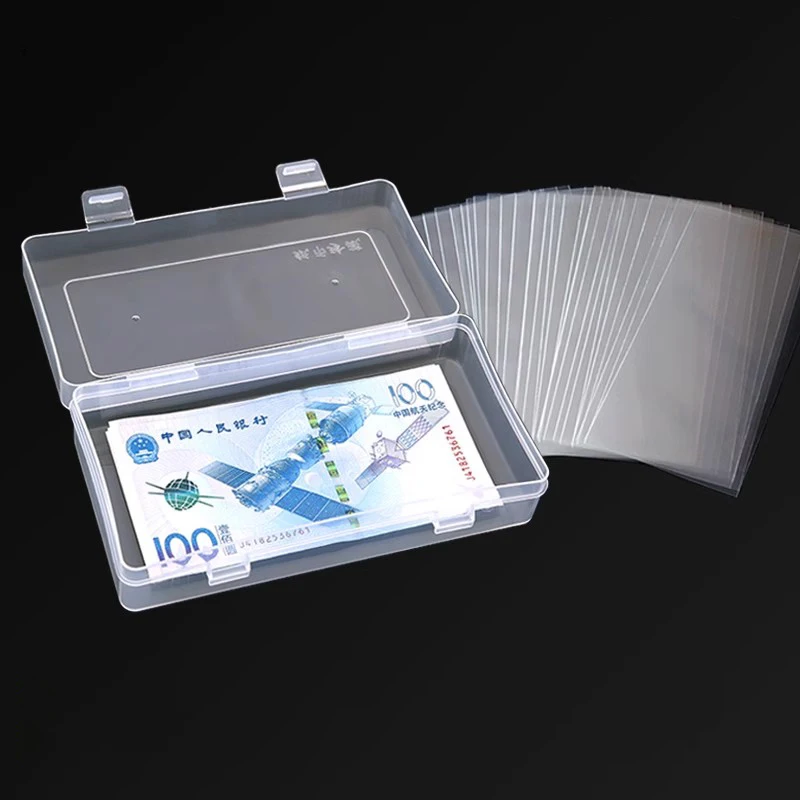 100pcs Clear Paper Money Sleeves Currency Sleeves and Holder Money