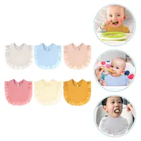 6Pcs Baby Bibs Cotton Teething Drooling Feeding Toddler Soft Reusable Washable Elegant Ruffled Design Teething Baby Bibs