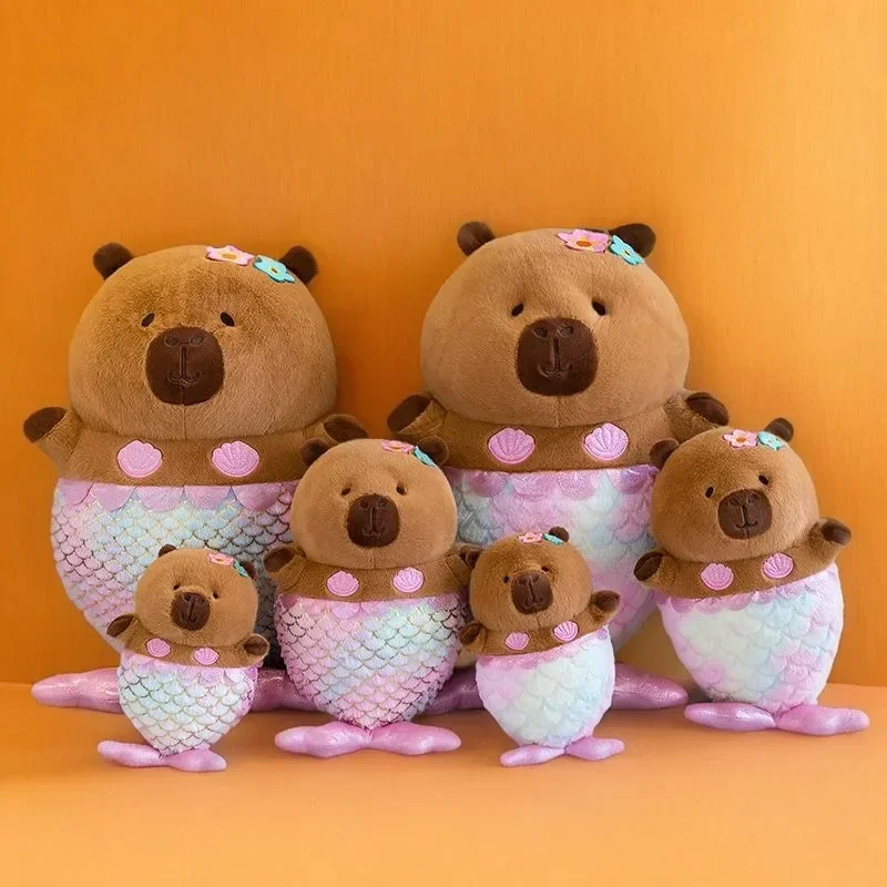 New Cute Capybara Stuffed Plush Toys 35CM Mermaid Children Pillow Doll Decorative Water Dolphin Creative Doll Birthday Gift plush toy plush doll