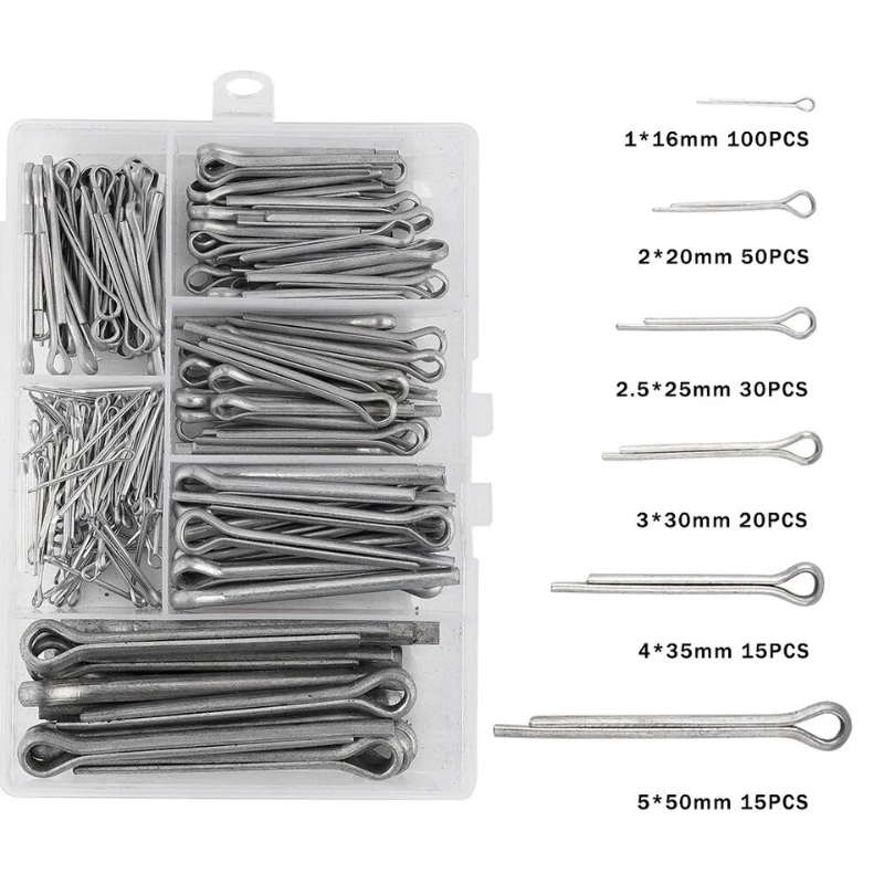 230pcs Split Pins Stainless Steel Cotter Pin Assortment Kit Fixings ...
