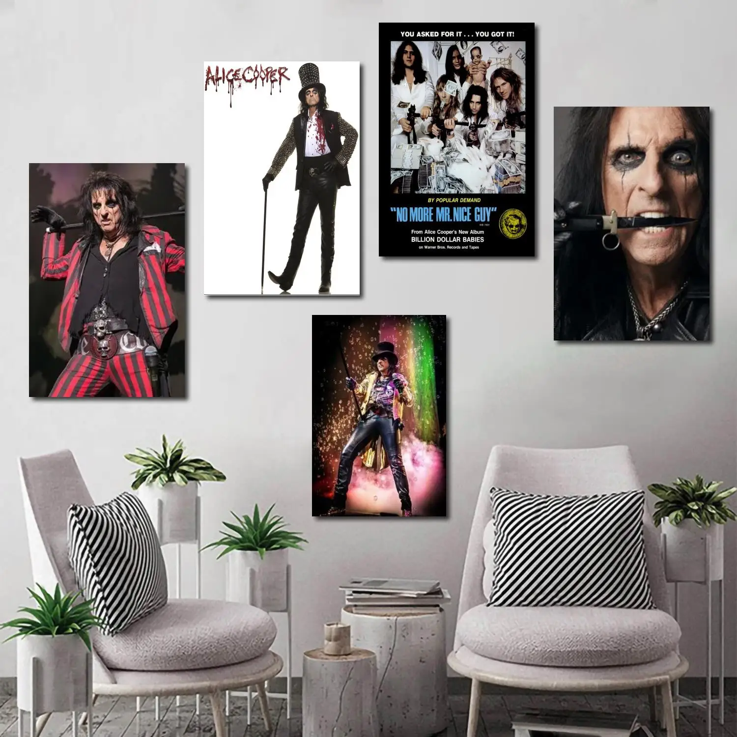 

Alice Cooper Classic Rock Star Band poster Decorative Painting 24x36 Canvas Poster Wall Art Living Room Posters Bedroom Painting