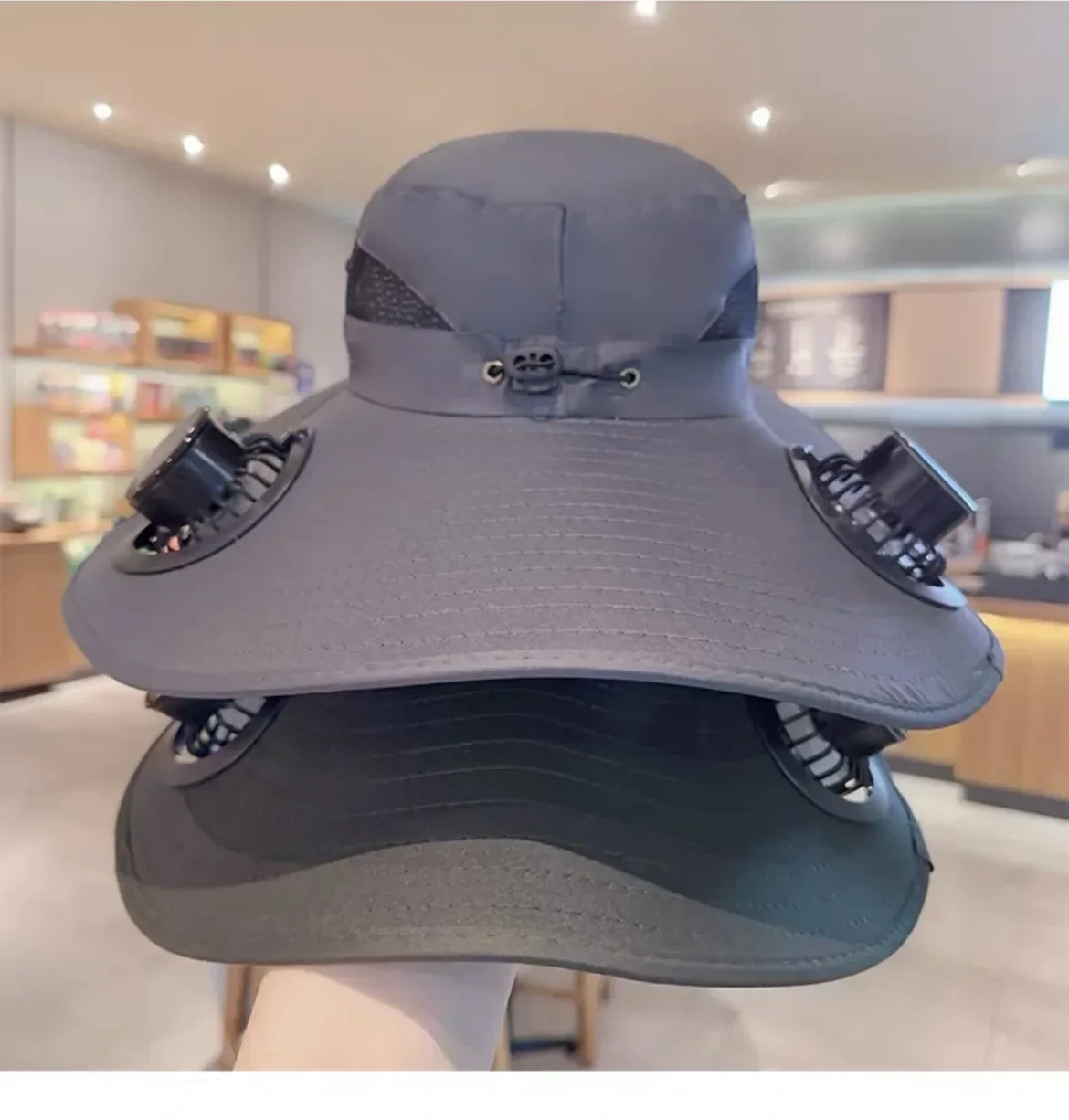 Large Quick Dry Bucket Hat with Solar Fan - USB Charging Sun Hat for Outdoor Activities