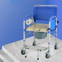 Multifunctional Shower Chair for Elderly, Dual-Purpose Toilet with Wheels, Commode Chair for Disabled Bathroom Use 1