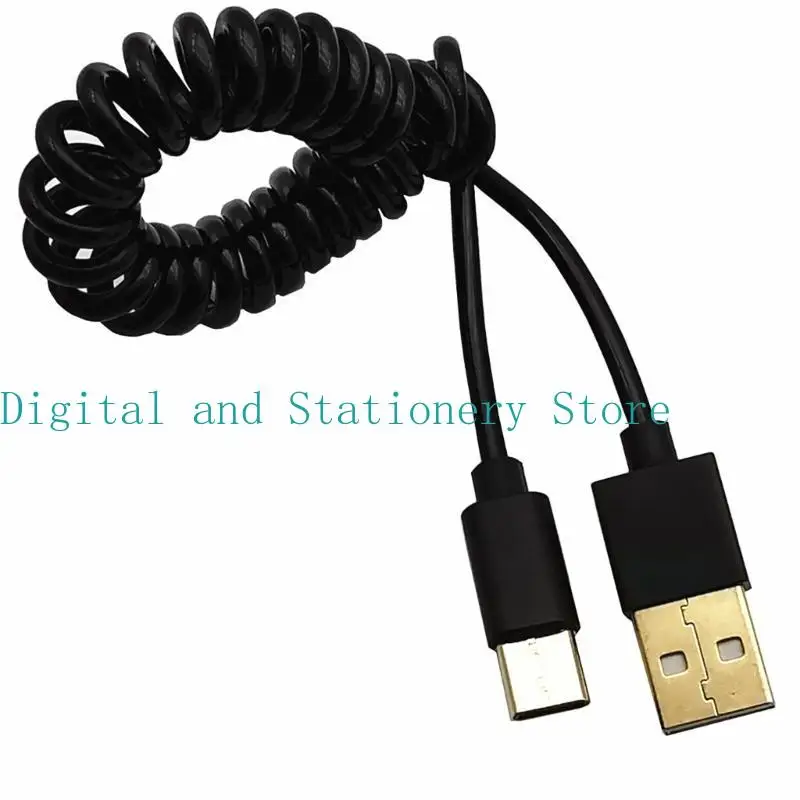 USB Type-C to USB 2.0 Coiled Extension Cable for Data Sync and Charging