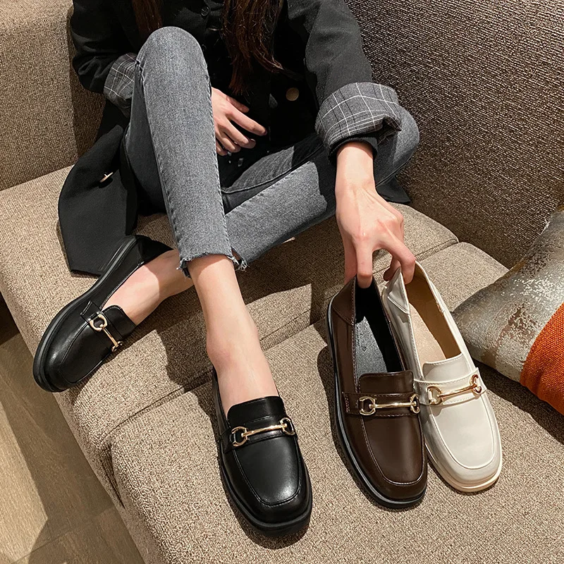 Spring/Autumn 2023 Women Shoes Fashion Loafers Round Toe Platform Shoes Solid Slip-on Plus Size 43 Luxury Brand Shoes Women