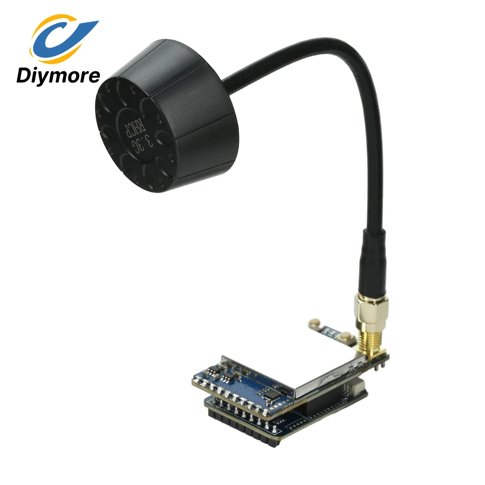 Module récepteur vidéo VRX-3301 3.3GHz 64 canaux pour lunettes FPV monté sur des lunettes FPV, prêt à l'emploi.