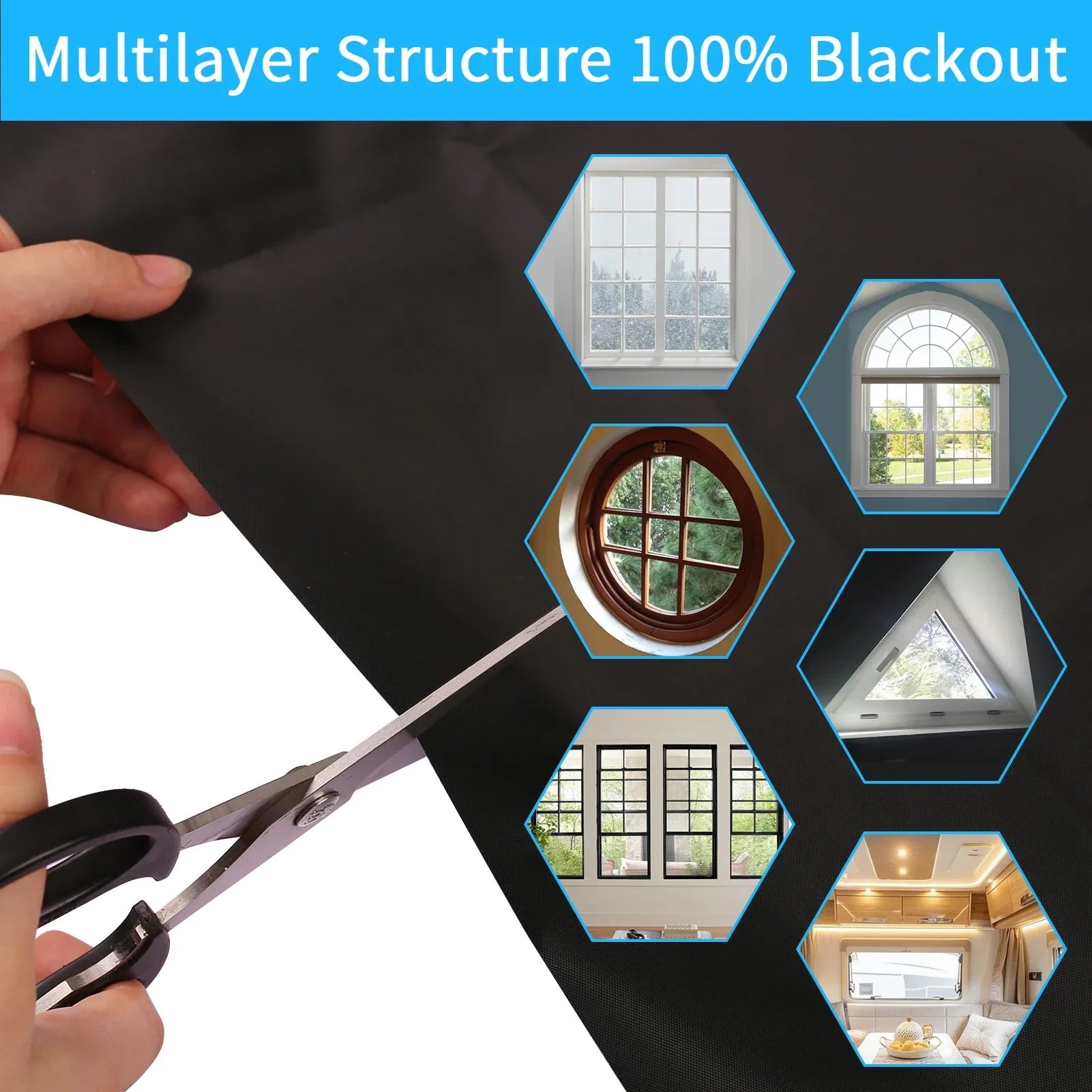 Blackout Curtain Removable Portable Travel Blocking Darkest Window Film Cloth Temporary DIY No Drill Blackout Curtains 4