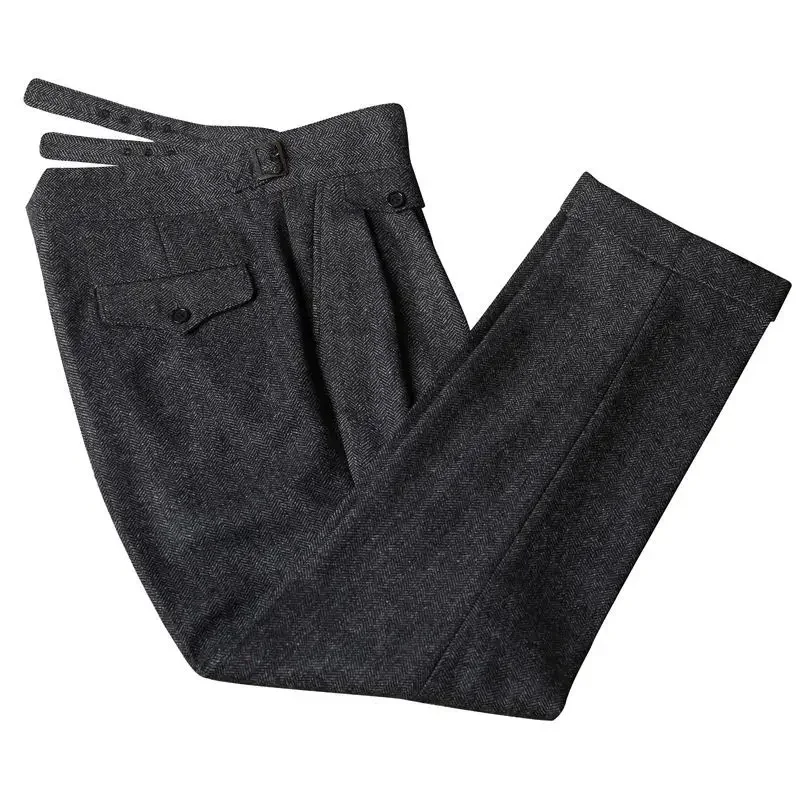 Autumn Winter Men High Quality Straight Fit Mens Business Suits Pants Men's Casual Woolen Trousers Male Wool Pants F214
