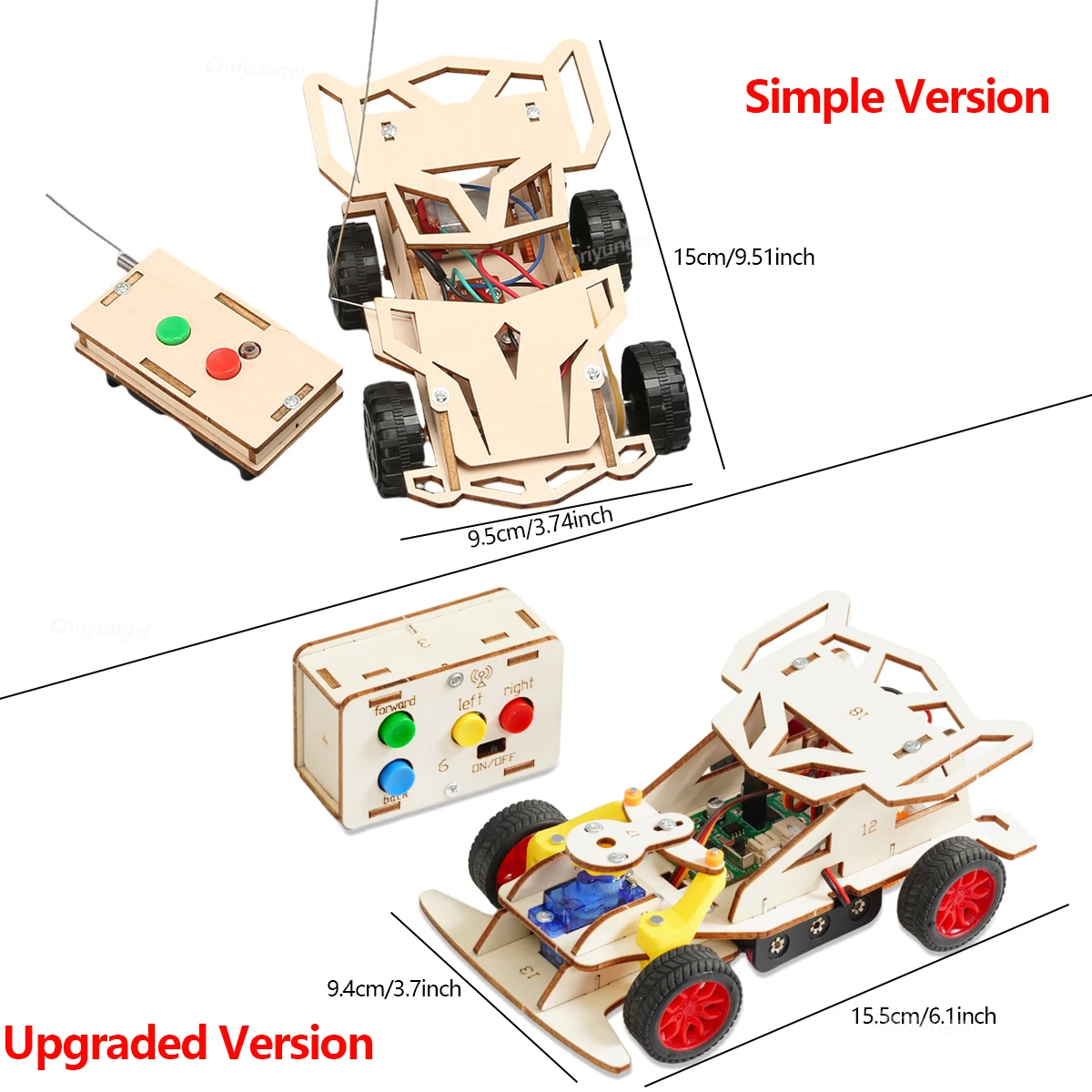 DIY Wooden Remote Control Car Mini Four-Wheel Drive Racing Car Science Experiment Kits STEM Educational Toy for Teen Kids Gifts 6