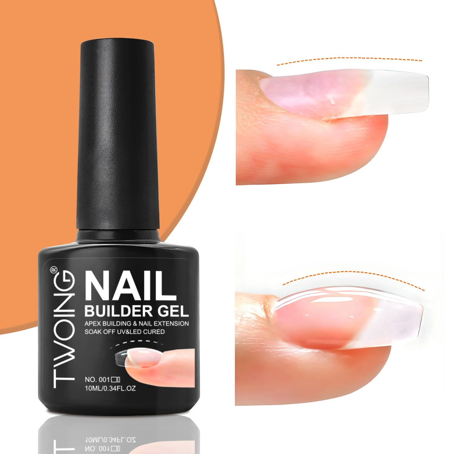 Nail Builder Gel Clear for Extensions Hard Gel for Apex Building Self-Leveling UV LED Gel Quick Cure Reinforcement Fills Gaps