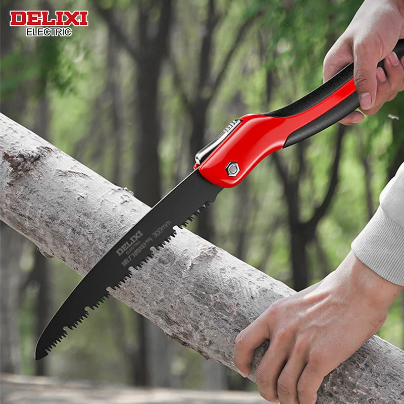 DELIXI ELECTRIC Folding Saw，SK5 steel One-button Folding Design，Sharp Cutting Wood,Camping DIY,Garden Saw,Tree Chopper Knife 6