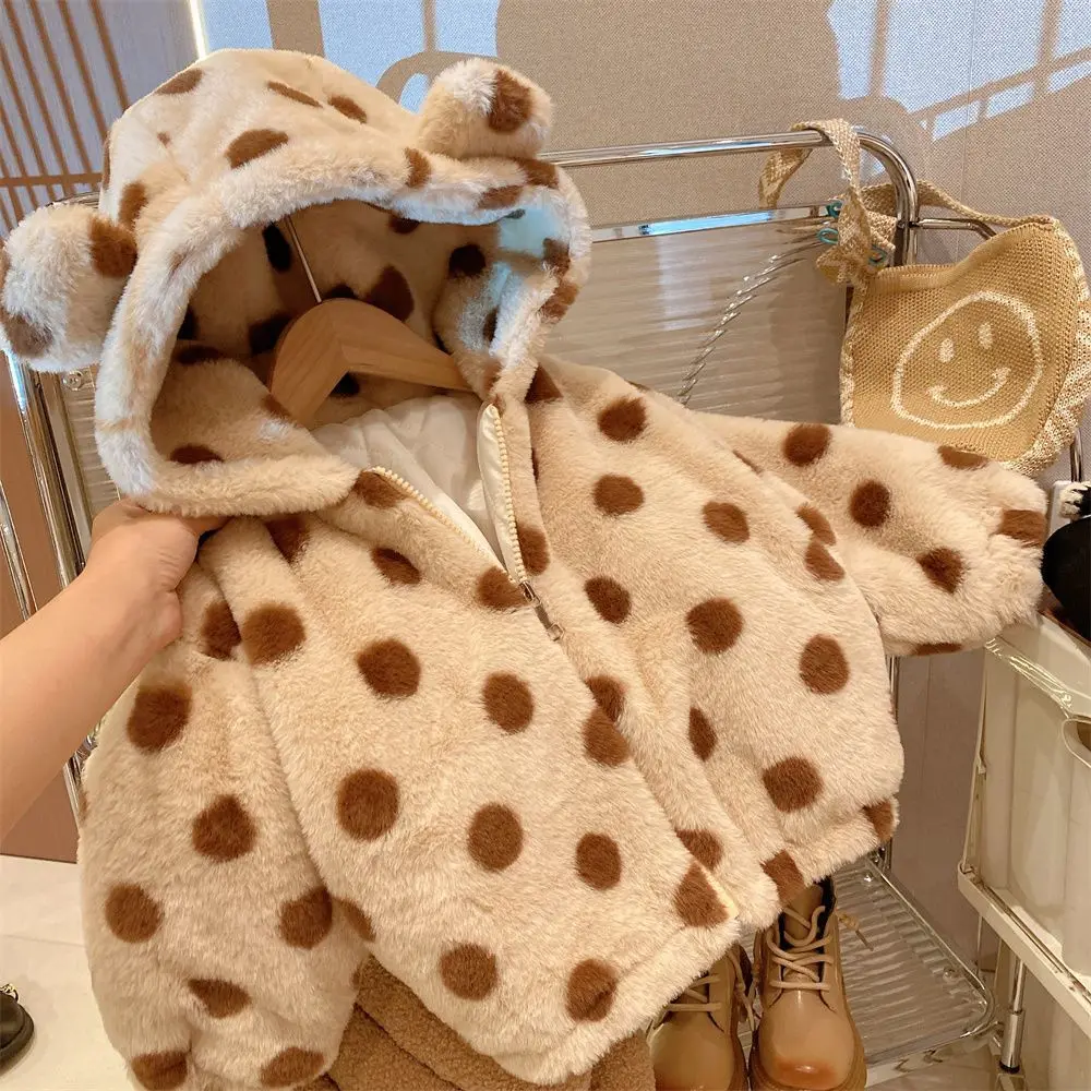Herbst Winter Kawaii Mode Polka Dot Mädchen Mäntel Warme Dicke Nette Kinder Jacken Alle Spiel jungen Tops Zipper kinder kleidung – Detail 7