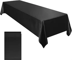 Elegant Satin Rectangle Tablecloth - Bright Silk Cover for Weddings & Special Events (Black)