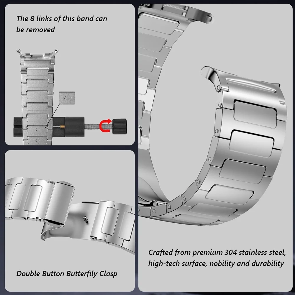 Premium Stainless Steel Link Bracelet for Smartwatches - No Gap Design