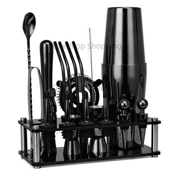 Set di shaker per cocktail da 20 pezzi Kit da barista Set di attrezzi da bar con set di barre di supporto in acrilico con pratici accessori da bar per bar lounge