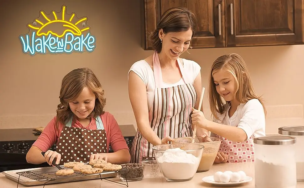 Description Picture 2 of itemWake In Bake Neon Signs LED Neon Light Up Sign For Wall Decor Baking Neon Lamp For Home Kitchen Cake Baking Shops Birthday Party