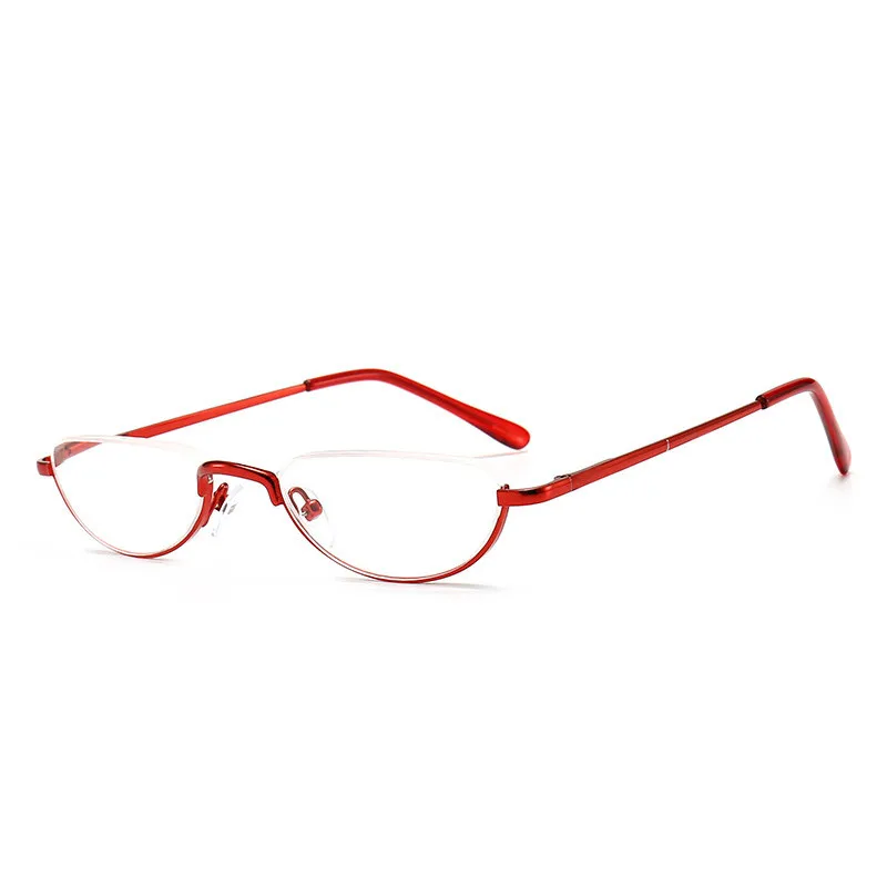Occhiali da lettura a mezza montatura occhiali da vista Vintage da donna trasparenti per presbiopia occhiali da vista da uomo con lente d'ingrandimento con grado 1 1.5 2 2.5 4 rosso  200000297