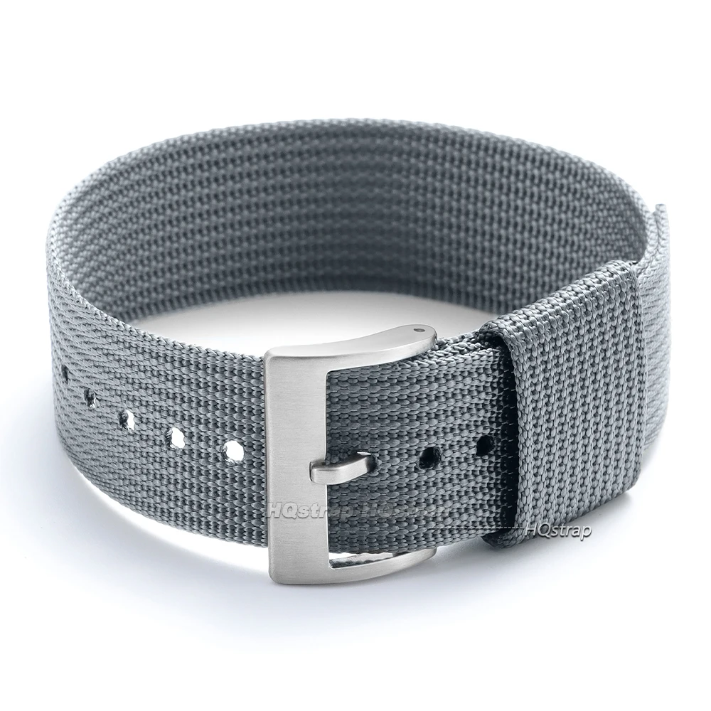 Nylon Army Sports Watch Strap - Adjustable Pin Buckle Band in Brown, Green, and Black
