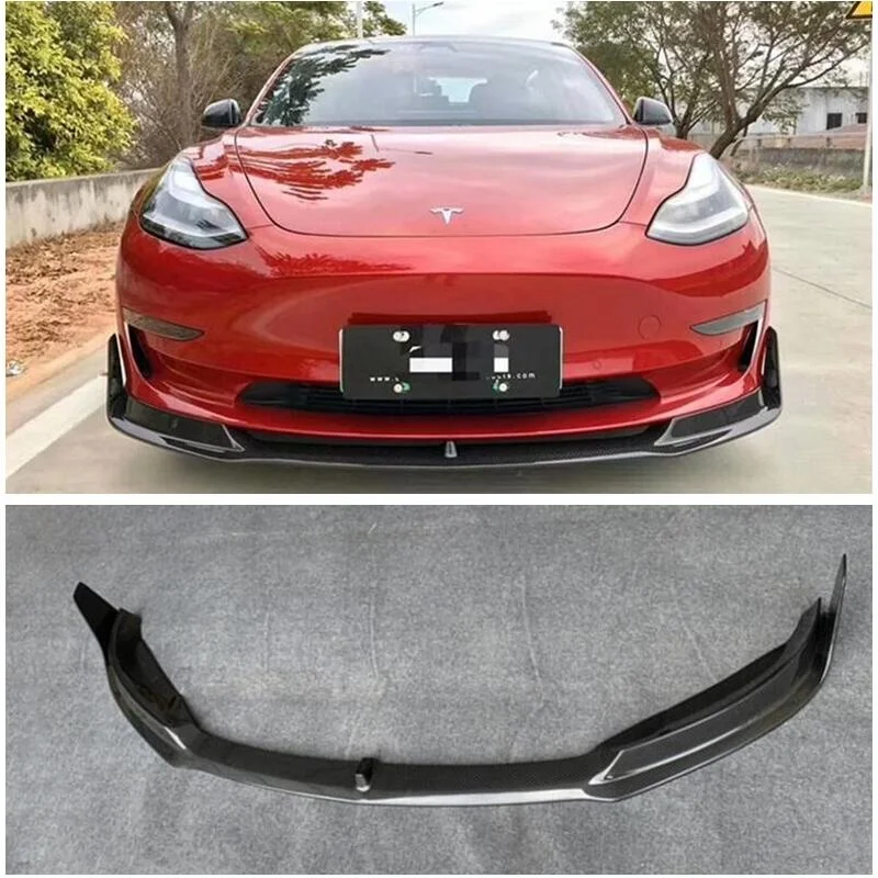 

For Tesla Model 3 2019 2020 2021 2022 High Quality REAL Carbon Fiber Front Diffuser Bumper Lip Spoiler