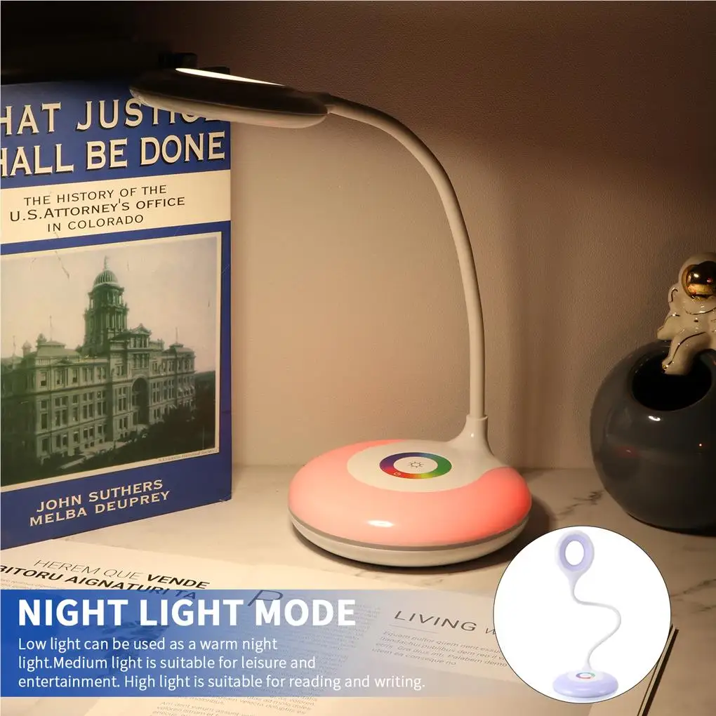 

Office Hotel Apartment Adjustable Dimmable Reading Table Lamp Circle Bulb Gooseneck Night Light Lighting Accessories