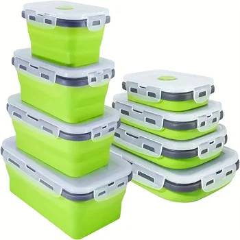1/4 pezzi pieghevole contenitore per alimenti in silicone impilabile salvaspazio scatola per il pranzo accessori da cucina pieghevoli per microonde 1