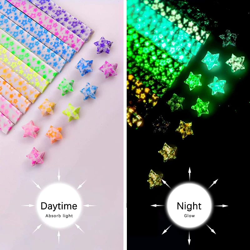 Luminous Origami Stars Papers Decoration Origami Paper Folding lucky Stars DIY School Teaching Arts Crafting Supplies 210 Sheets
