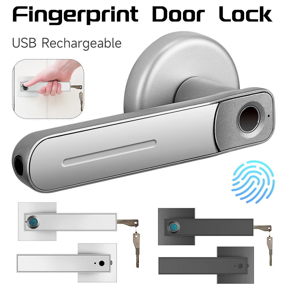 Poign-e-de-porte-biom-trique-intelligente-Rechargeable-par-USB-Anti-vol ...