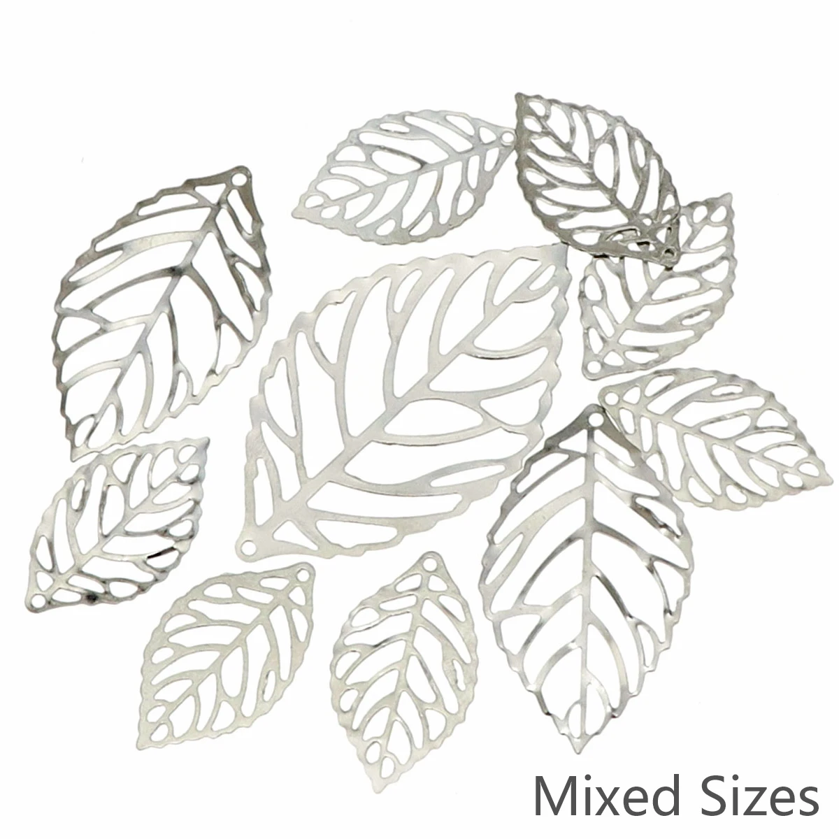 Elegant Metal Filigree Leaf Pendants for Jewelry Crafting - 100 Pieces