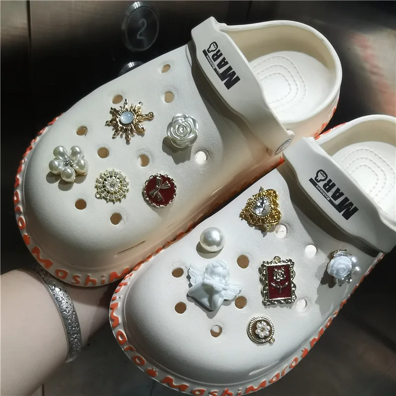 

rhinestone kit croc shoes charms magic retro pearl flwoer Accessories jibz for croc clogs shoe Decorations man kids gifts