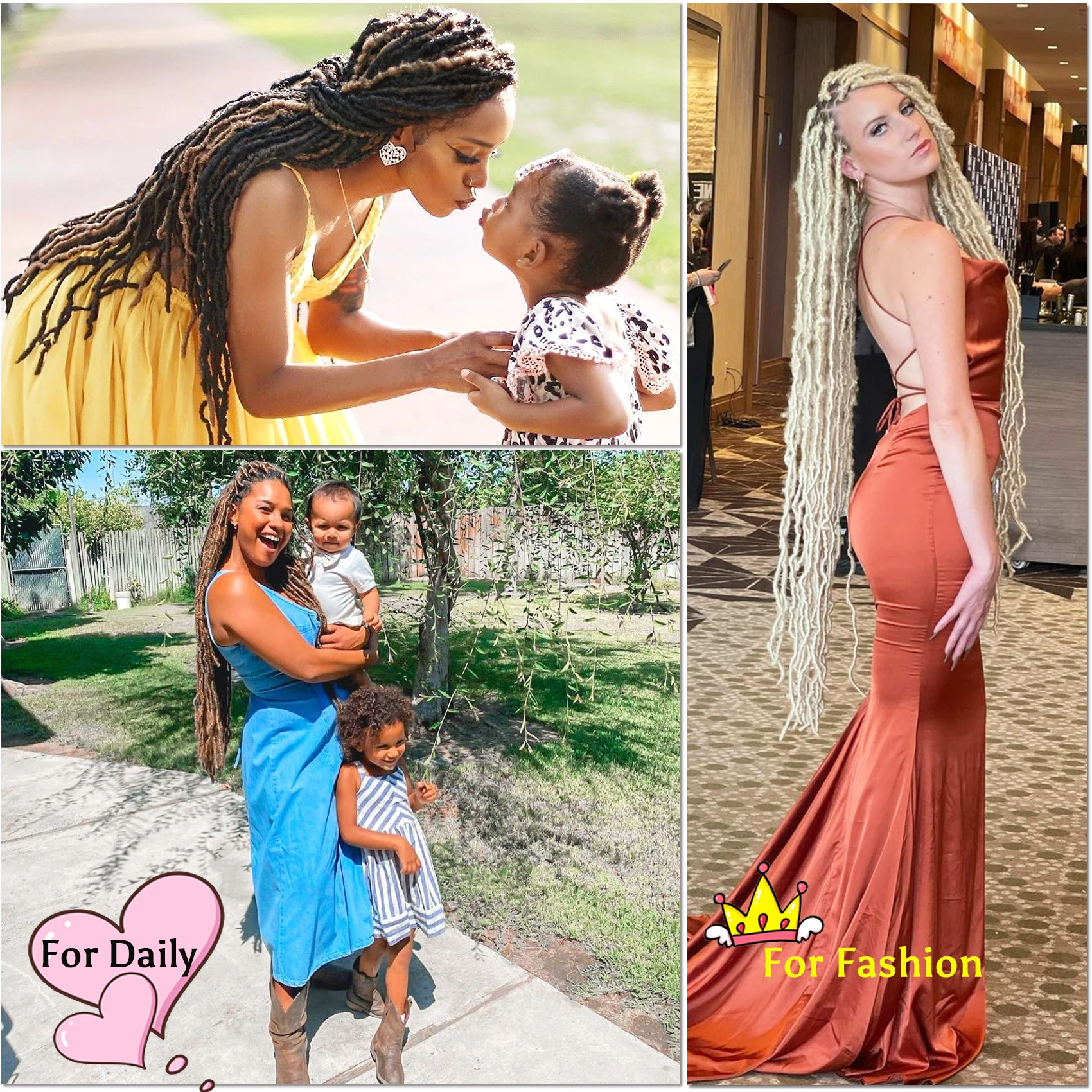 Karida 36 Inch Faux Locs Crochet Hair Extensions For Women Synthetic Soft Locs Crochet Braids Dreadlocks Hair Extensions 6
