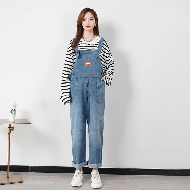 loose demin maternity bib pant strap jumpsuit casual female suspender trouser wide leg romper overalls streetwear women clothing Demin Maternity Bib Pant Suspender Trouser Loose Pregnant Women Wide Leg Romper Overalls Jumpsuit Pregnancy Clothing Plus Size