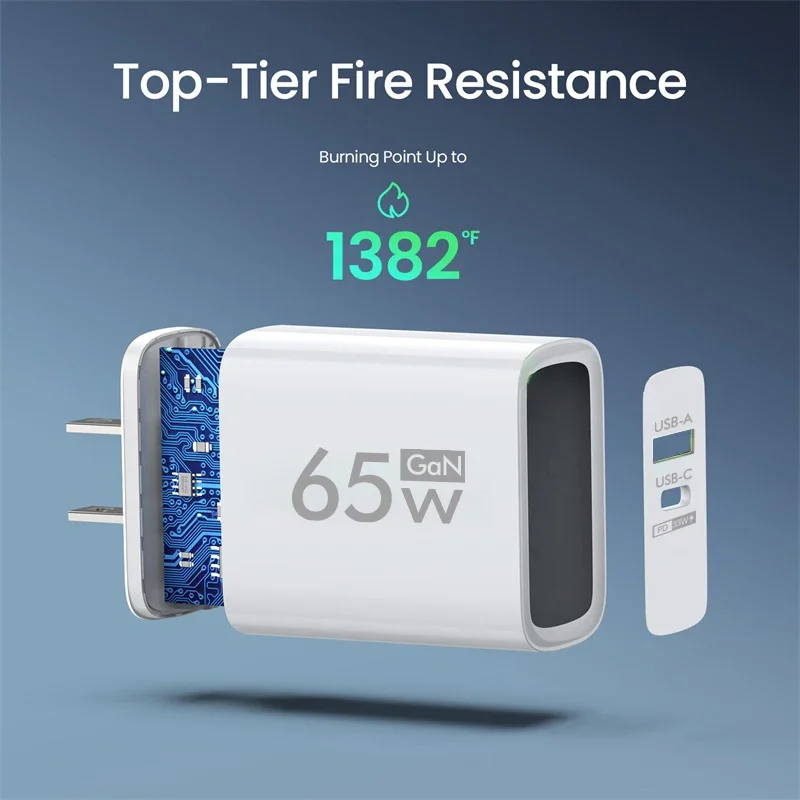 65W GaN USB Charger Quick Charge 3.0 Type C Mobile Phone Adapter For iPhone 15 14 Xiaomi 15 Samsung Fast Charging Wall Charger