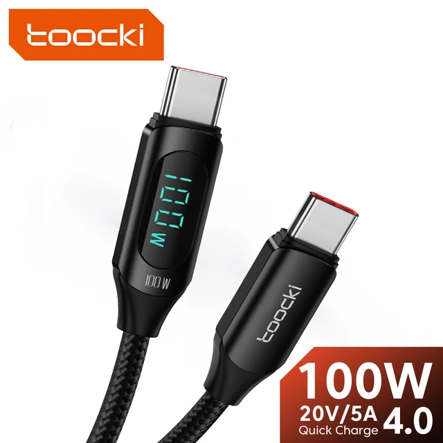 Toocki-Cable de carga rápida tipo C a tipo C, cargador de 100W, PD, USB C a USB  C, Cable de pantalla para Xiaomi POCO f3, Realme, Macbook y iPad -  AliExpress